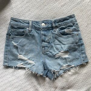 Francesca's Collections Light Blue Distressed Jean Shorts